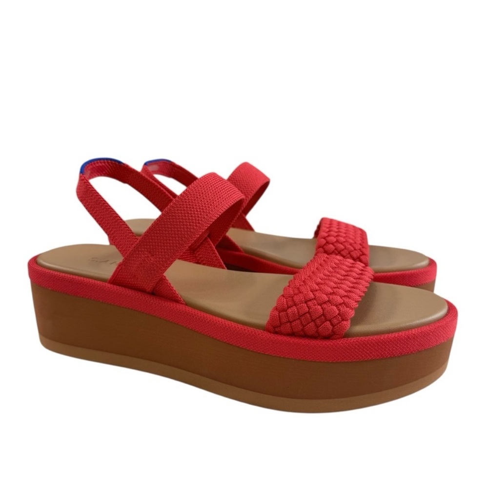 Rothy's The Lightweight Platform Wedge Sandals Red Hot Woven-Size 10-NWT - Picture 3 of 9